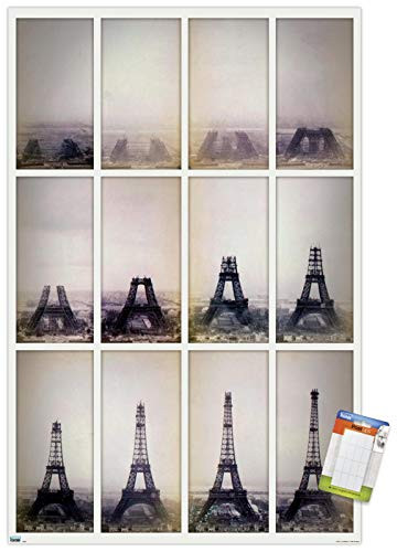 Trends International Eiffel Tower Construction Time Lapse Wall Poster 22375 x 34 Premium Poster  Mount Bundle