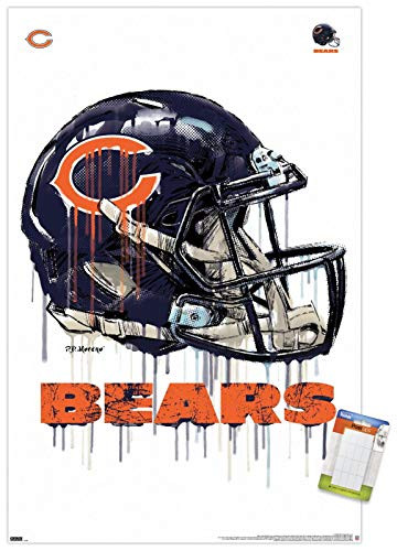 Trends International NFL Chicago Bears  Drip Helmet 20 Wall Poster 22375 x 34 Premium Poster  Mount Bundle