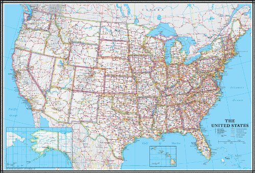 United States, USA US Classic Wall Map Poster Mural (24x36 Paper)
