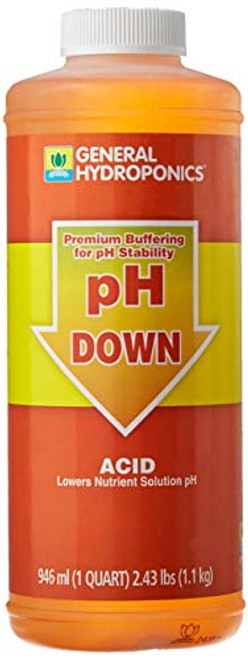 General Hydroponics pH Down Liquid Fertilizer, 1-Quart