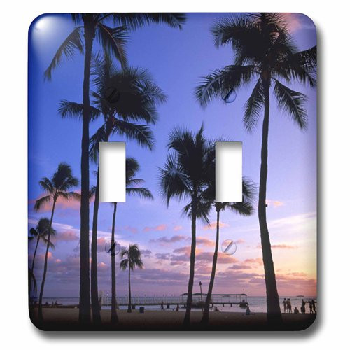 3dRose (lsp_89814_2) Sunset on Waikiki Beach Oahu, Hawaii, USA Michael DeFreitas Double Toggle Switch