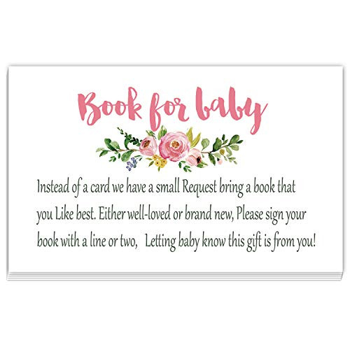Pink Flowers Books for Baby Shower Request Cards 50 Pack Baby Shower Invitation Inserts