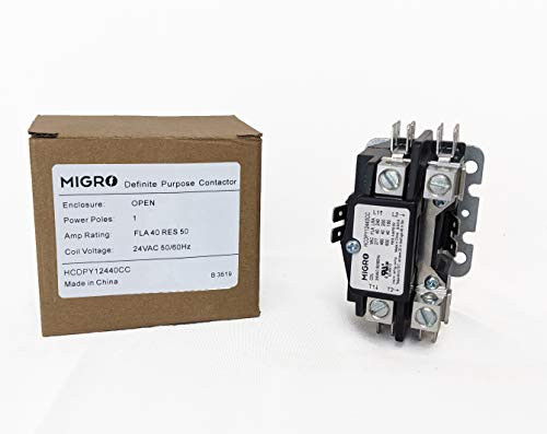 40 AMP 941024 DEFINITE PURPOSE CONTACTOR 1 Pole 24V HVAC Heating Refrigeration 50A NEMA works on most HVAC units
