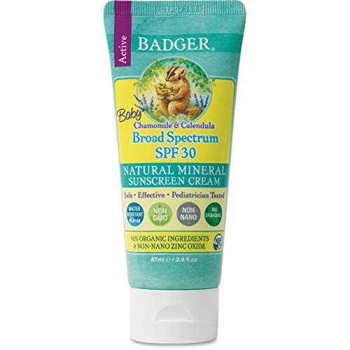Badger  SPF 30 Baby Sunscreen Cream with Zinc Oxide  Broad Spectrum  Water Resistant Reef Safe Sunscreen Natural Mineral Sunscreen with Organic Ingredients 29 fl oz