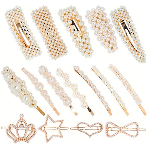 IoYoI Pearl Hair Clips for Women Girls Fashion Sweet Artificial Pearl Alligator Clips Barrettes Bobby Pins Snap Clips Decorative Hair Accessories for Party Wedding Daily Applies to Bun Updo 16 pcs IoYoI Pearl Hair Clips for Women Girls Fashion Sweet Artificial Pearl Alligator Clips Barrettes Bobby Pins Snap Clips Decorative Hair Accessories for Party Wedding Daily Applies to Bun Updo 16 pcs