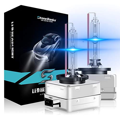 StoneBanks D1S HID Xenon Headlight Bulbs10000K Blue for 12V Car HID Headlight Replacement Bulbs 35W with Metal Stents Base 66410 66416 66049 66147 Pack of 2