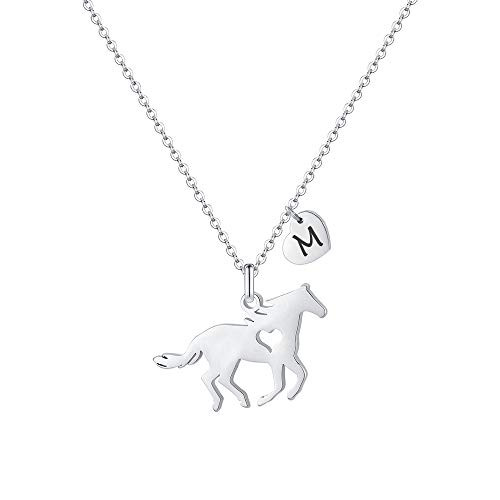 MONOOC Horse Necklaces for Women Horse Lovers Gifts M Necklace for Girls Stainless Steel Heart Letter Necklace Initial Alphabet Necklace Horse Jewelry for Girls MONOOC Horse Necklaces for Women Horse Lovers Gifts M Necklace for Girls Stainless Steel Heart Letter Necklace Initial Alphabet Necklace Horse Jewelry for Girls