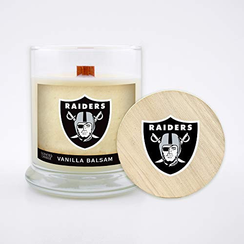 Worthy Promo NFL Oakland Raiders Gifts 8oz Scented Candle Soy Wax wWood Wick and Lid Vanilla Balsam Team Worthy Promo NFL Oakland Raiders Gifts 8oz Scented Candle Soy Wax wWood Wick and Lid Vanilla Balsam Team