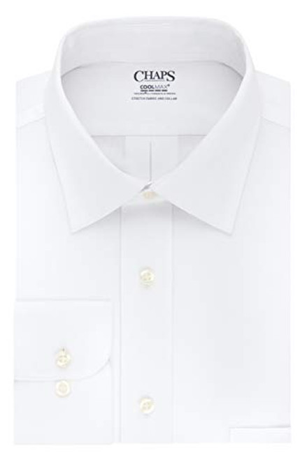 Chaps Mens Dress Shirts Regular Fit Stretch Collar Solid White 175 Neck 3435 Sleeve XLarge