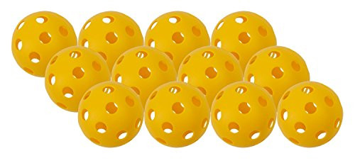 Champion Sports Yellow Plastic Softballs: Hollow Wiffle Balls for Sport Practice or Play - 12 Pack