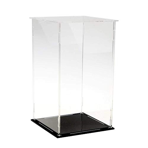 LANSCOERY Clear Acrylic Display Case Assemble Countertop Box Cube Organizer Stand Dustproof Protection Showcase for Action Figures Toys Collectibles 6x6x10 inch 15x15x25cm