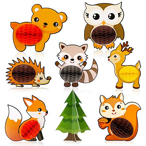 AIEX 8 PCS Woodland Animals Theme Party Supplies 3D Honeycomb Centerpieces Cute Woodland Creatures Forest and Animals Figures Decorations for Baby Shower Birthday Party AIEX 8 PCS Woodland Animals Theme Party Supplies 3D Honeycomb Centerpieces Cute Woodland Creatures Forest and Animals Figures Decorations for Baby Shower Birthday Party