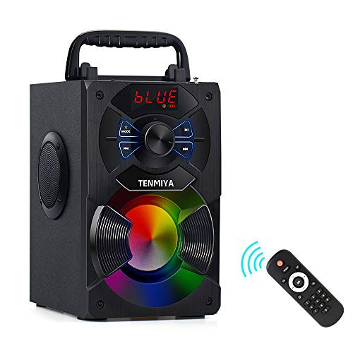 TENMIYA A13 Portable Bluetooth Speaker with Subwoofer FM Radio RGB Colorful Lights Wireless Stereo Rich Bass Speakers OutdoorIndoor Party Speaker Support Remote Control for Home Travel Camping
