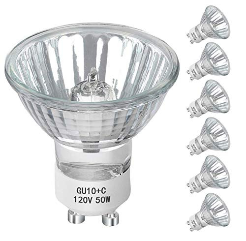 GU10 Bulb 6 Pack Halogen GU10 120V 50W Dimmable MR16 GU10 Light Bulb with Long Lasting Lifespan gu10c 120v 50w for TrackRecessed Lighting Gu10 Base Bulb W50MR16FLGU10