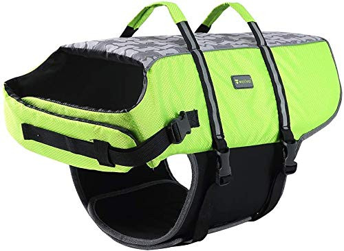 Wellver Dog Life Jacket Pet Life Preserver Saving Vest with Reflective StripsXLargeGreen