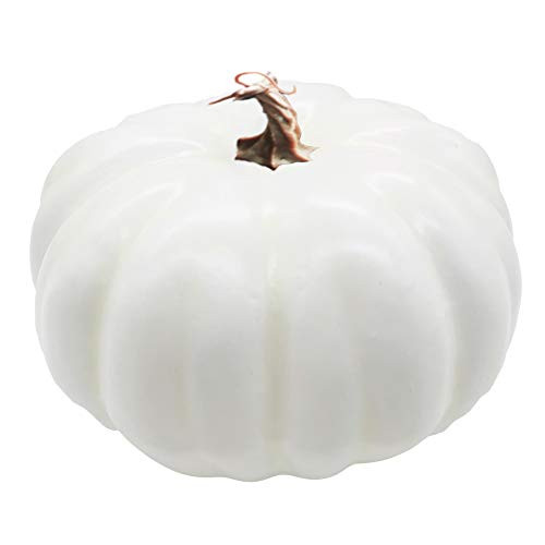Szsrcywd 78 inch White Artificial Realistic PumpkinFake Fall Harvest Decorative Pumpkin for HalloweenThanksgiving Party Decor and DIY Crafts