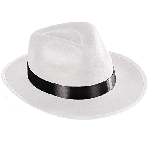 Funny Party Hats White Felt Fedora Gangster Hat  Mobster Costume Hats