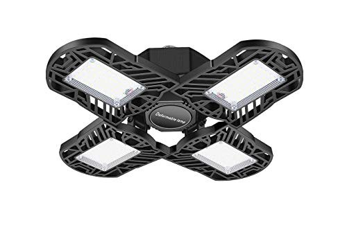 Led Garage Lights 100W 10000LM Garage Ceiling LED Lights with 4 Deformable Adjustable Panels CRI 80 Super Bright Garage Lighting for Workshop Attic Basement