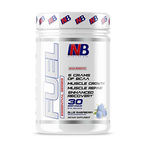 NutritionBizz BCAA Powder 5 Grams of BCAAs Amino Acids Post Workout Recovery Drink for Muscle Building Recovery and Endurance 30 Servings Blue Raspberry