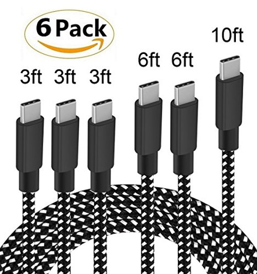 [6 Pack] USB Certified Type C Cable, GP USB C to USB A Charger (3FT,3FT,3FT,6FT,6FT,10FT) Nylon Braided Fast Charging Cord for Samsung S9 S8 Note 8, Pixel, LG V30 G6 G5, Nintendo Switch, MacBook