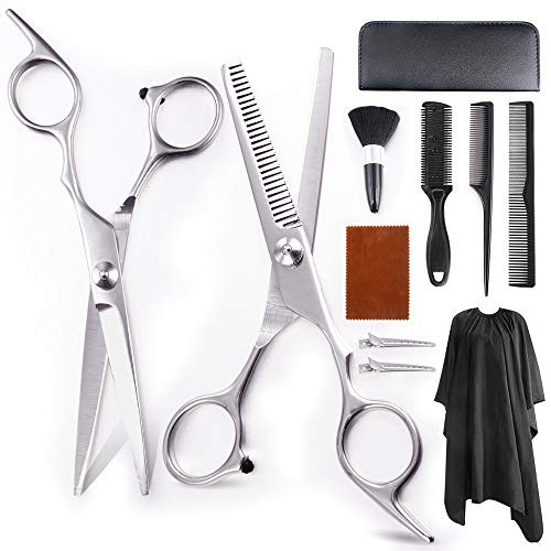 FLY2SKY 11 PCS Professional Hair Cutting Scissors Set Haircut Scissors MultiUse Haircut Kit Scissors Thinning Shears Straight Hair Cutting Shears Set for Salon Barber Home Hair Shears for Women Men FLY2SKY 11 PCS Professional Hair Cutting Scissors Set Haircut Scissors MultiUse Haircut Kit Scissors Thinning Shears Straight Hair Cutting Shears Set for Salon Barber Home Hair Shears for Women Men