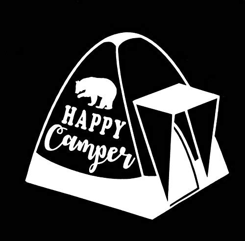 Happy Camper Tent Bear MKR Decal Vinyl Sticker Cars Trucks Vans Walls LaptopWhite55 x 51 inMKR1404 Happy Camper Tent Bear MKR Decal Vinyl Sticker Cars Trucks Vans Walls LaptopWhite55 x 51 inMKR1404