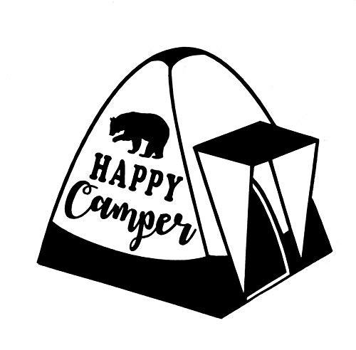 Happy Camper Tent Bear MKR Decal Vinyl Sticker Cars Trucks Vans Walls LaptopBlack55 x 51 inMKR1445