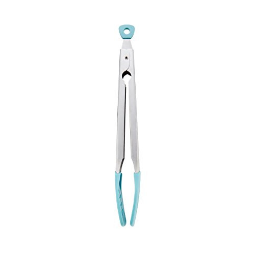 KitchenAid Silicone Tipped Stainless Steel Tongs, Aqua Sky
