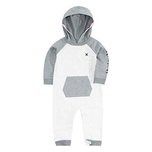Hurley Baby Boys Long Sleeve Hooded Coverall Birch Heather 6M