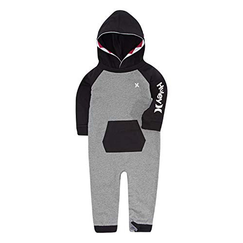 Hurley Baby Boys Long Sleeve Hooded Coverall CarbonShark Bite 12M