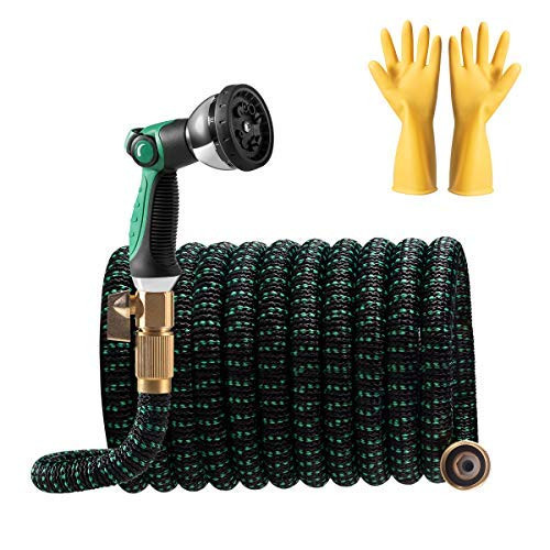 Water Hose Expandable Garden Hose 50 ft  10 Pattrens Spray Hose Nozzle with Water Hose  Durable Leakproof 3 Layers Latex Core Garden Hose  34 Solid Brass Fittings Heavy Duty Flexible Hose 50 FT