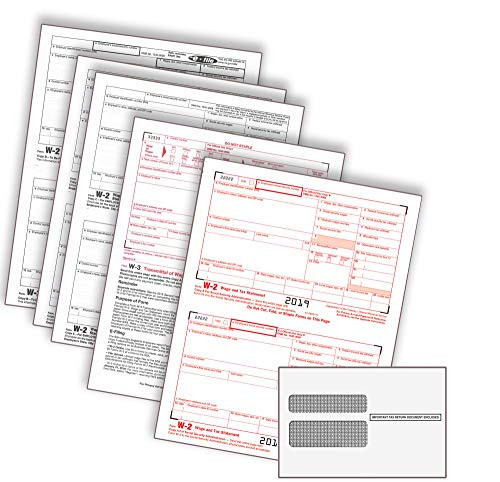 2019 Laser Tax Forms  W2 Income 4Part Set  Self Seal Envelope Kit for 25 Employees  Park Forms