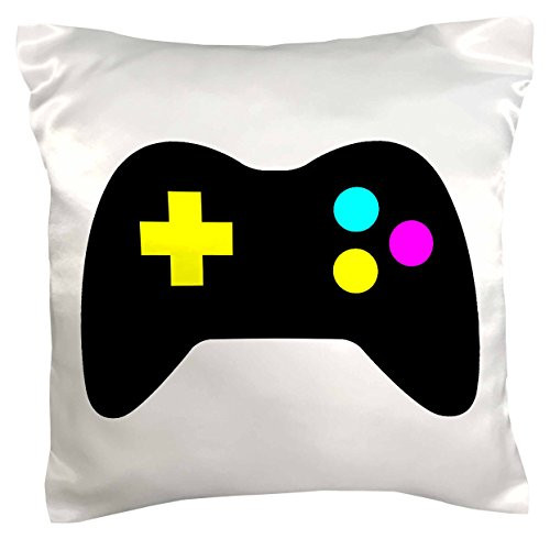 3dRose pc_102385_1 CMYK Gamer Control Icon Graphic Cartoon-Pillow Case, 16 by 16"