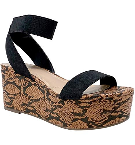 CHARLES BY CHARLES DAVID womens Elasticized Sandal Platform Black 7 US