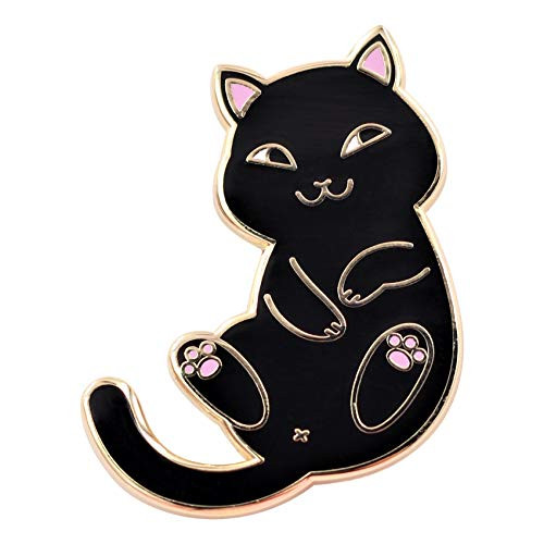 REAL SIC Playful Cat Enamel Pin  Cute  Funny Cat Lapel Pin in Different Colors for Jackets Backpacks Tops Bags  Hats Black