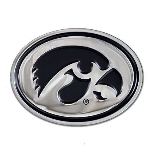 NCAA Iowa Hawkeyes Tigerhawk Oval Wall Plaque Chrome  Black