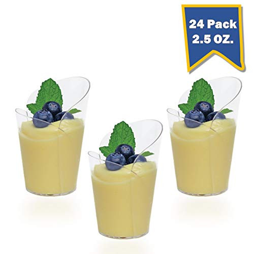 Posh Setting Mini Collection Mini Dessert Cup Tulip Style Design Heavyweight Clear Plastic Elegant Disposable Mini 25oz Dessert Cup Great for Desserts 24 CT
