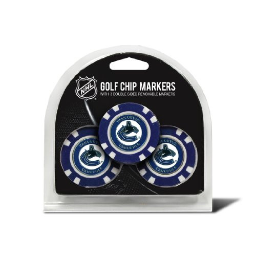 Team Golf NHL Vancouver Canucks Golf Chip Ball Markers 3 Count Poker Chip Size with Pop Out Smaller DoubleSided Enamel Markers