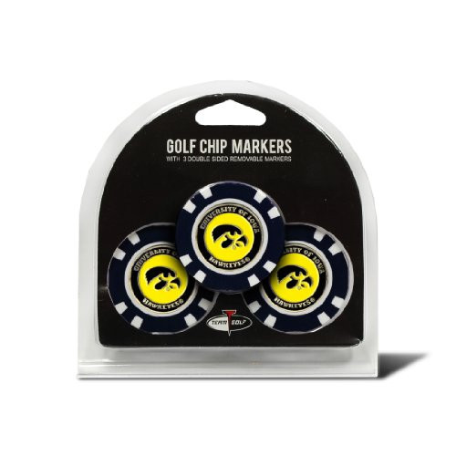 Team Golf NCAA Iowa Hawkeyes Golf Chip Ball Markers 3 Count Poker Chip Size with Pop Out Smaller DoubleSided Enamel Markers