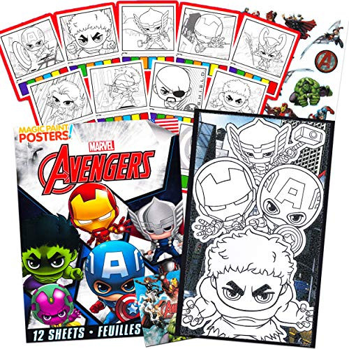 Marvel Avengers Coloring and Painting Packs for Kids Toddlers Bundle ~ Avengers Coloring Poster and Painting Posters with Avengers Stickers Avengers Party Supplies