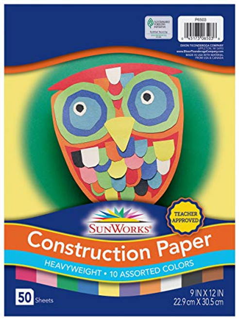 SunWorks Construction Paper 10 Assorted Colors 9 x 12 50 Sheets