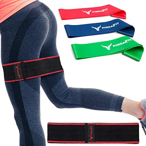 PHERAL FIT Hip Bands  Elastic Fabric Band  Booty  Glute Exercise Band  3 Resistance Loops Included  Hip Thruster Loop for Legs  Hips  Thighs  Booty SM