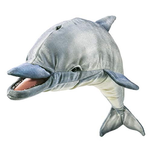 Folkmanis Whistling Dolphin Hand Puppet BlueGray OffWhite