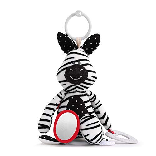 DEMDACO Polka Dot Zebra Stripe 12 inch Childrens Engaging Activity Plush Rattle Toy with Teether