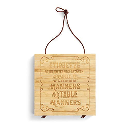 Etiquette Stable Manners Natural Brown 8 x 8 Bamboo Wood Expandable Trivet