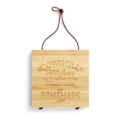 Cowgirl Kitchen Happiness Natural Brown 8 x 8 Bamboo Wood Expandable Trivet