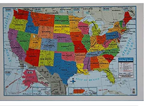 Teaching Tree United States USA Wall Map 394 x 275 State capitols Cities State  International Boundaries Major Rivers Lakes Timeline
