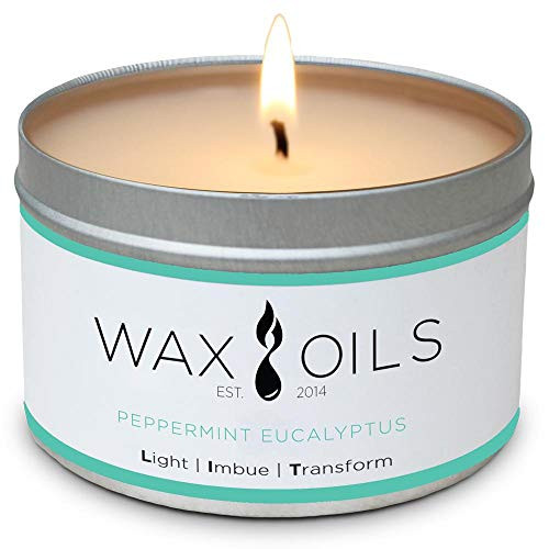 Wax and Oils Soy Wax Aromatherapy Scented Candles Peppermint Eucalyptus 8 oz