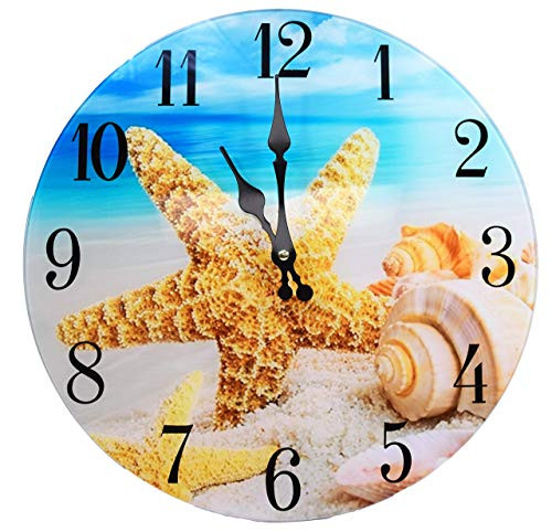 Sea Creations Shell Glass Wall Clock New 13X 13 Home Wall Decor Coastal Nautical Beach