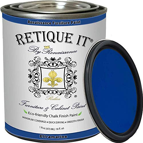 Retique It Chalk Furniture Paint by Renaissance DIY 16 oz Pint 44 Ultramarine